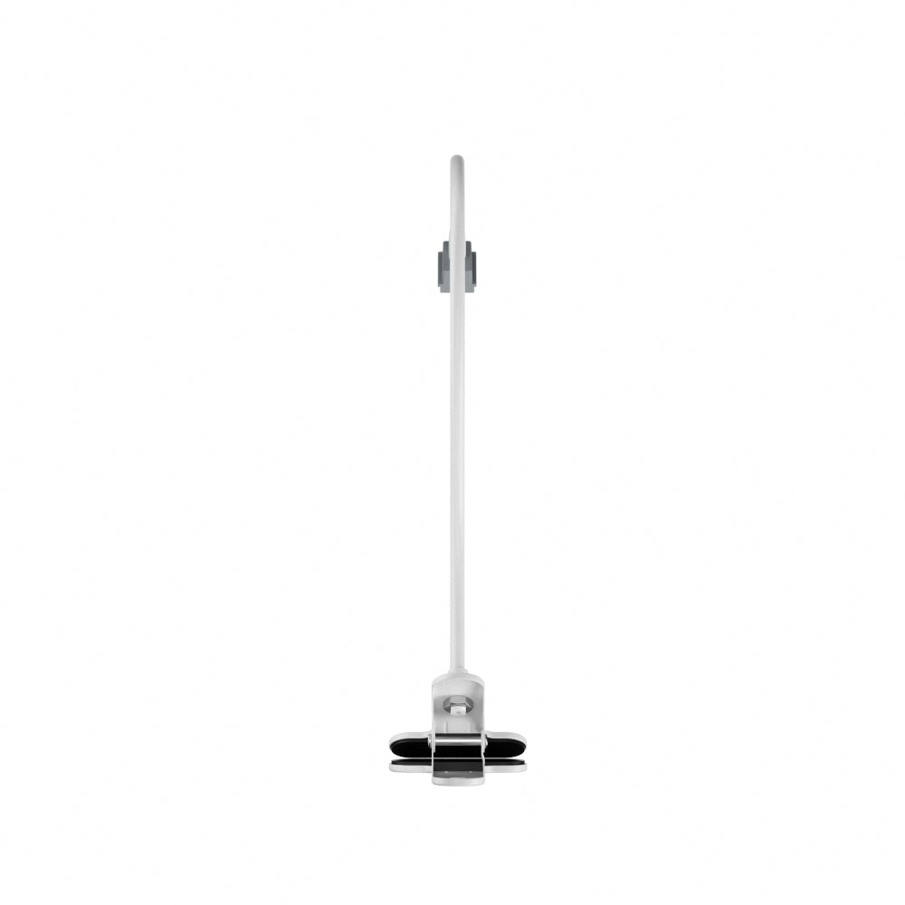 Small electronic device with a white cable on a white background