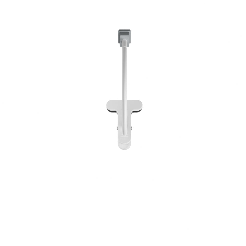 White electronic device with a cylindrical body and rectangular top on a white background