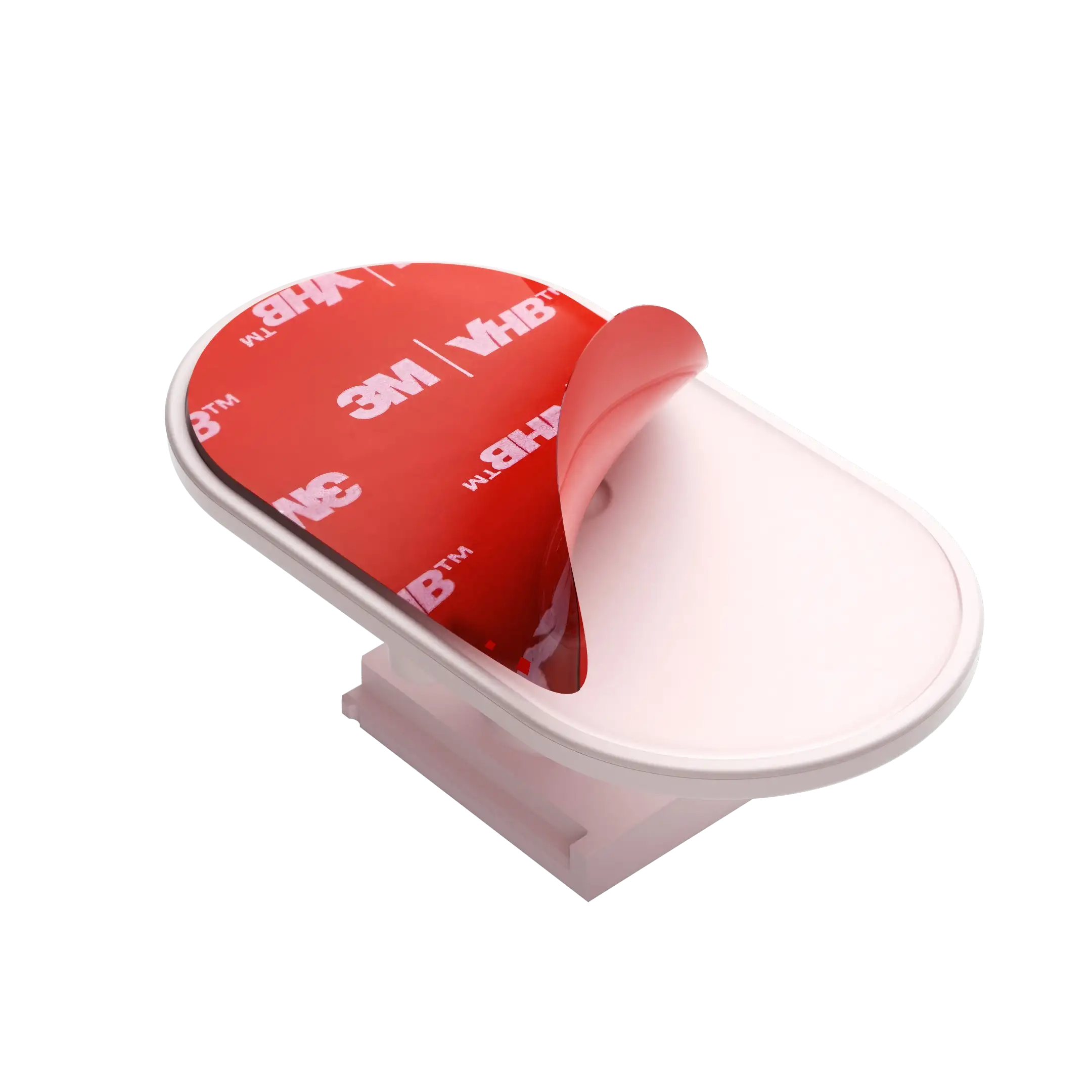 White device with red adhesive strip featuring 3M logo on a white background